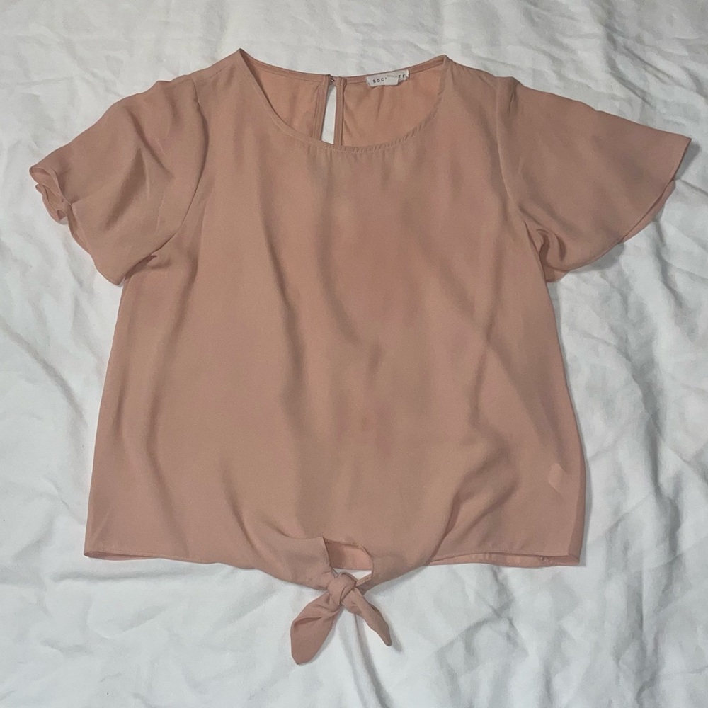 Socialite Tie Front Blouse